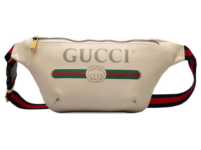 Cream Gucci Leather Logo Belt Bag  ref.1390038