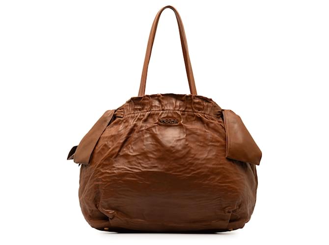 Brown Prada Nappa Antique Bow Bag Leather  ref.1390045