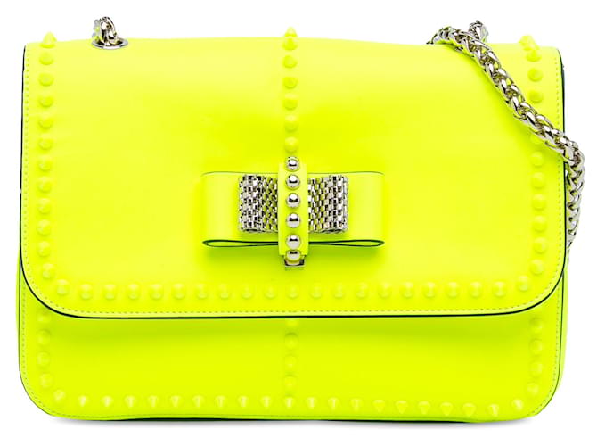 Yellow Christian Louboutin Small Studded Leather Sweet Charity Shoulder Bag  ref.1390047
