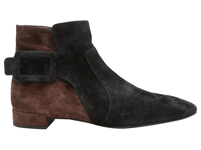 Schwarze und braune Stiefeletten aus Wildleder von Roger Vivier, Größe 40 Schweden  ref.1390050