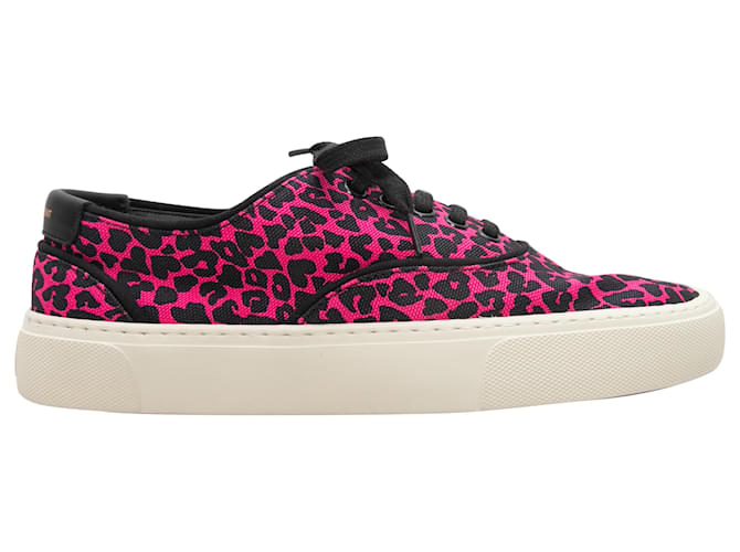 Fuchsia & Black Saint Laurent Leopard Print Low-Top Sneakers Size 38 Exotic leather  ref.1390053