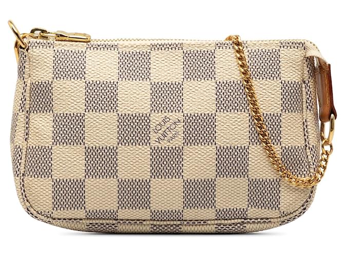 Beige Louis Vuitton Damier Azur Mini Pochette Accessoires Shoulder Bag Cloth  ref.1390061