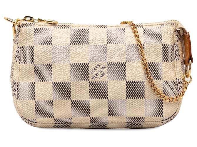 Beige Louis Vuitton Damier Azur Mini Pochette Accessoires Shoulder Bag Cloth  ref.1390062