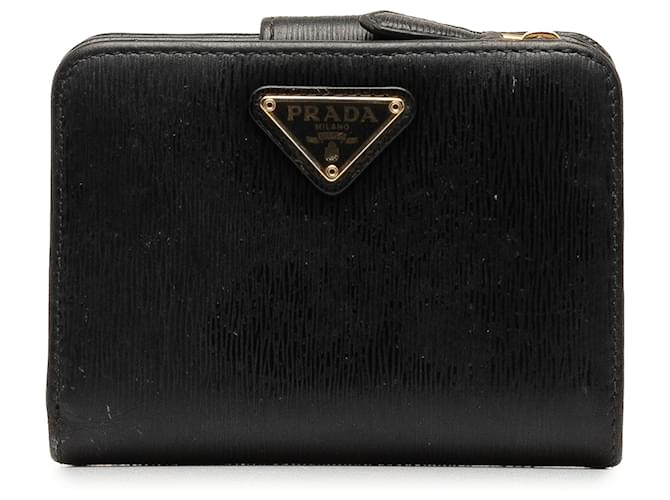 Black Prada Vitello Move Small Wallet Leather  ref.1390085