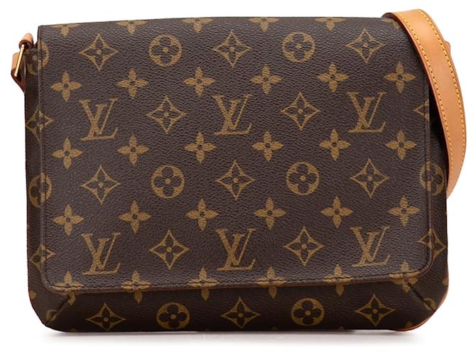 Brown Louis Vuitton Monogram Musette Tango Short Strap Shoulder Bag Leather  ref.1390093