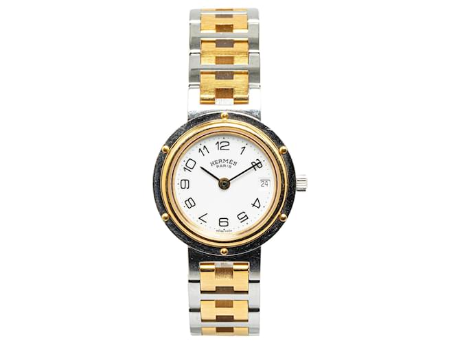 Silberne Hermès-Quarz-Edelstahl-Clipper-Uhr  ref.1390097