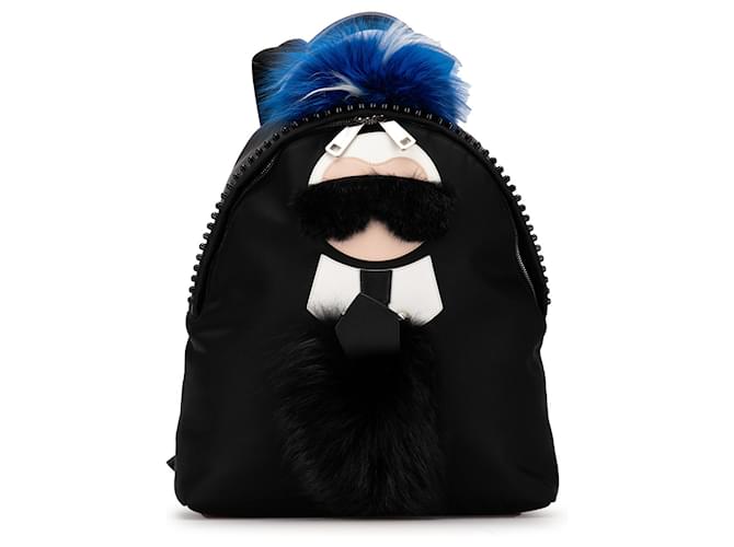 Black Fendi Karlito Nylon Backpack Leather  ref.1390105