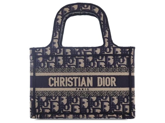 Cabas Dior Mini Oblique Book bleu Toile  ref.1390109