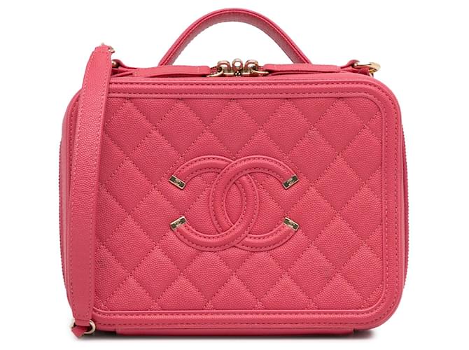 Pink Chanel Medium Caviar CC Filigree Vanity Case Satchel Leather  ref.1390120