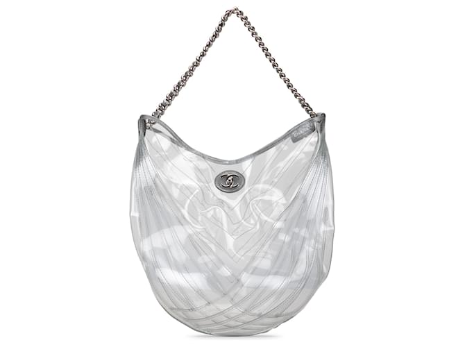 White Chanel PVC Droplet Hobo Leather  ref.1390128