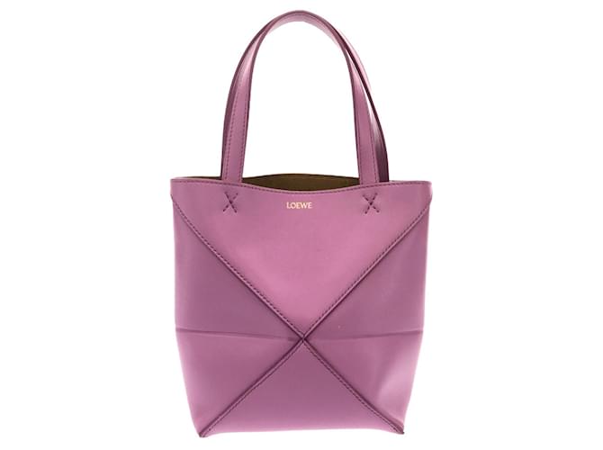 Pink LOEWE Mini Puzzle Fold Tote Satchel Leather  ref.1390145