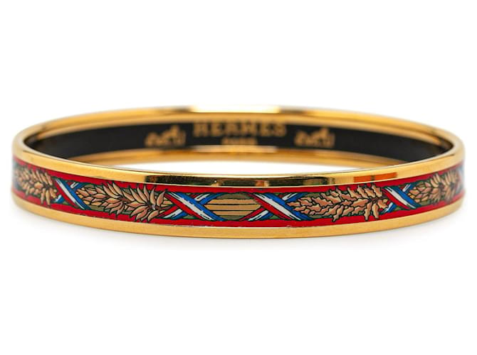 Brazalete esmaltado Hermès 1789 Liberté Egalite Fraternite estrecho de oro 75 Pulsera de disfraz Dorado Metal  ref.1390155