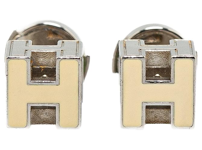 Silver Hermès Cage dH Earrings Silvery Metal  ref.1390161