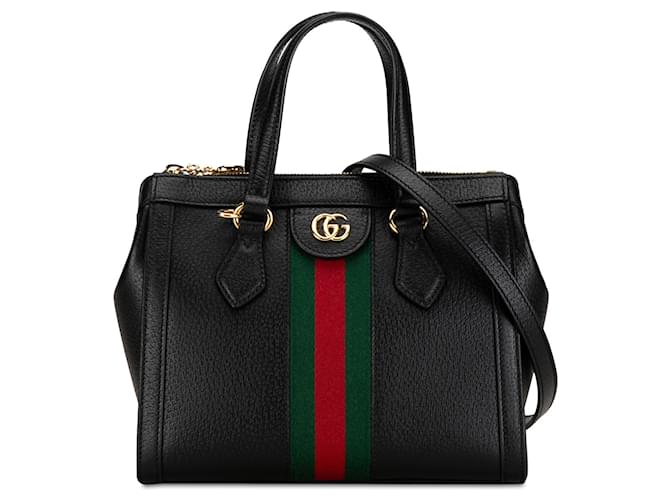 Petit sac à main Ophidia en cuir noir Gucci  ref.1390183