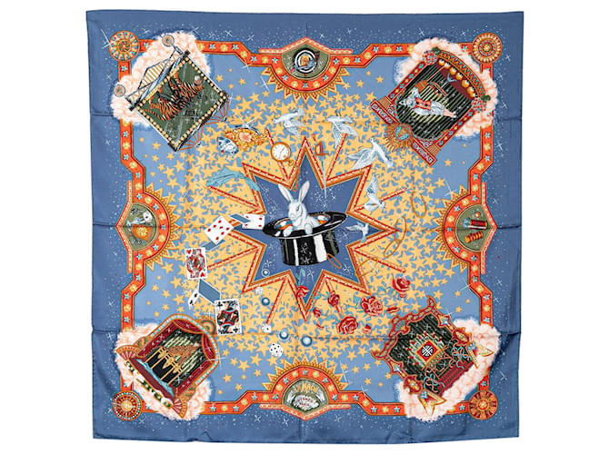 Blue Hermès La Magie Silk Scarf Scarves  ref.1390185