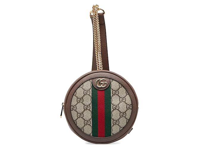 Taupefarbener Gucci GG Supreme Ophidia Rucksack Leder  ref.1390202