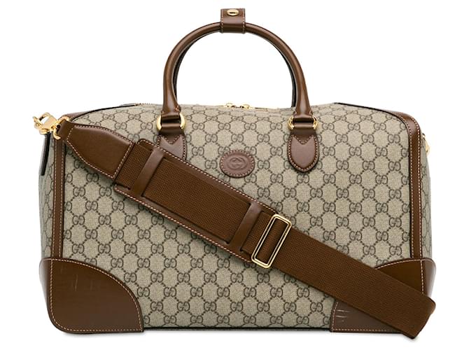 Beige Gucci GG Supreme Interlocking Gs Travel Bag Leather  ref.1390210