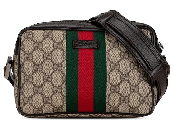Beige Gucci GG Supreme Web Crossbody Leather  ref.1390211