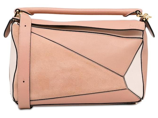 Bolso satchel Puzzle mediano LOEWE rosa Cuero  ref.1390213