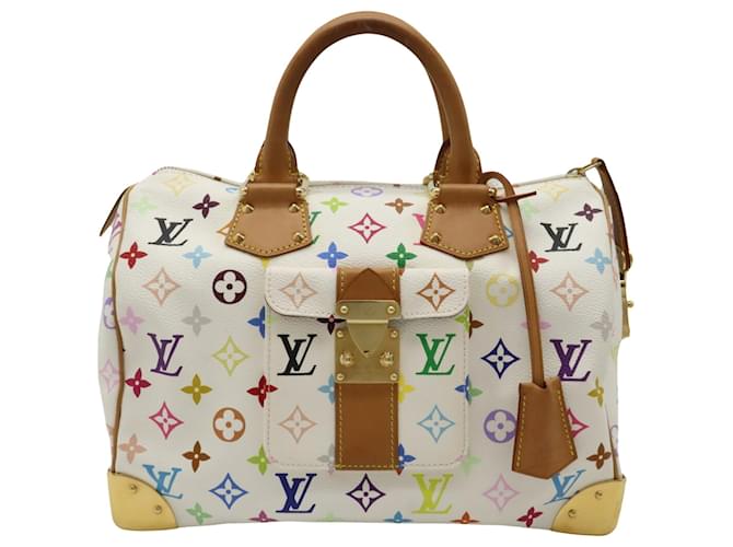 Louis Vuitton Speedy 30 Bianco Tela  ref.1390261