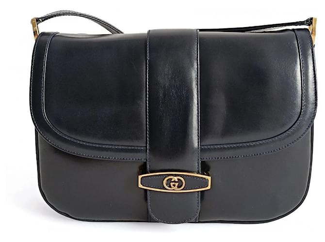 Bolsa de ombro vintage Gucci em couro azul  ref.1390282