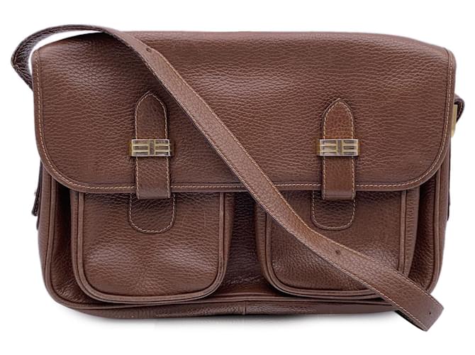 Emanuel Ungaro Sac messager de poche doublé en cuir marron vintage Ungaro  ref.1390283