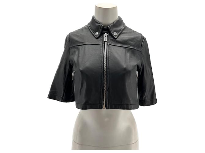 MAJE Chaquetas T.FR 38 Piel Negro Cuero  ref.1390339