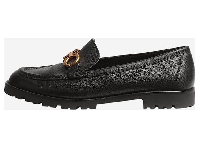 Salvatore Ferragamo Black gold hardware buckled loafers - size EU 39.5 Leather  ref.1390388