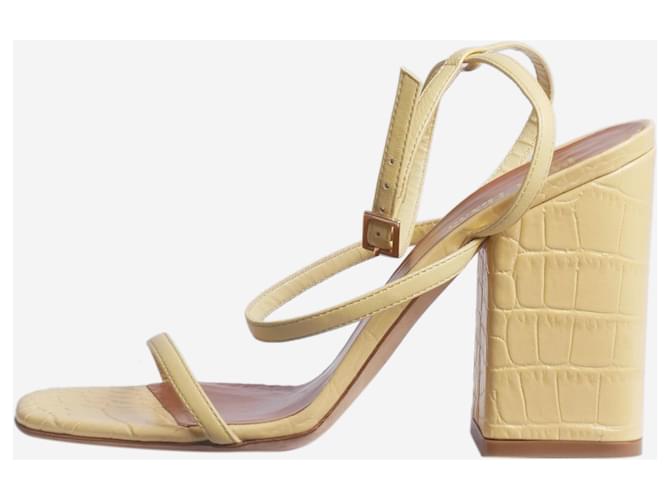 Paris Texas Pale yellow croc-effect sandal heels - size EU 36 Leather  ref.1390390