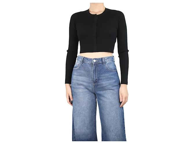 Paule Ka Black ribbed crop top - size M Wool  ref.1390392