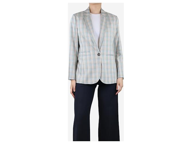 Autre Marque Blue and beige checkered blazer - size UK 12 Viscose  ref.1390403