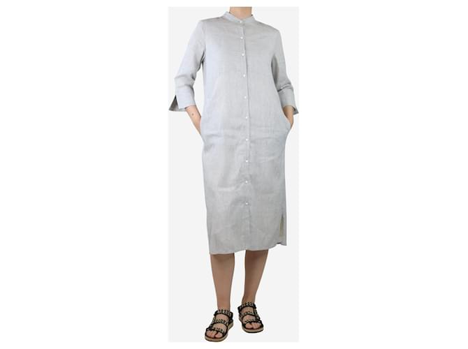 Autre Marque Grey cotton and linen-blend buttoned midi dress - size UK 10  ref.1390407