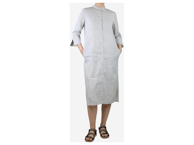 Autre Marque Vestido midi con botones en mezcla de algodón y lino gris - talla UK 40  ref.1390407