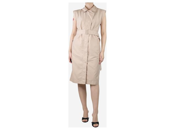 Burberry Neutral sleeveless belted midi dress - size UK 10 Cotton  ref.1390408