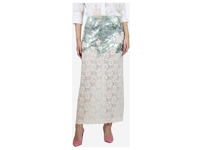 Paco Rabanne Multicolour metal and floral lace midi skirt - size UK 8 Multiple colors  ref.1390414