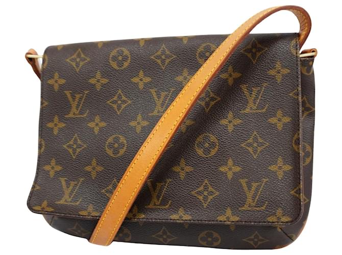 Louis Vuitton Musette Tango Marrom Lona  ref.1390441