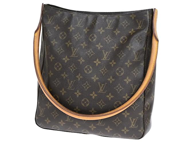 Louis Vuitton Looping GM Preto Banhado a ouro  ref.1390493