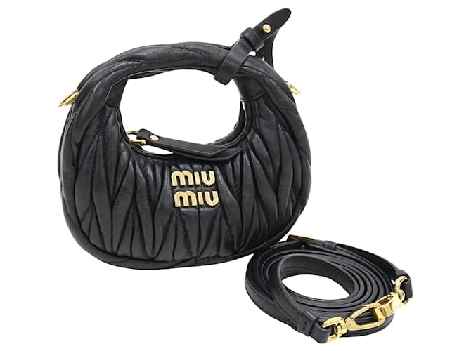 Miu Miu Matelassé Black Leather  ref.1390507