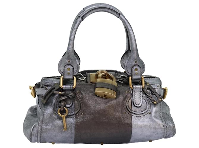 Chloé Paddington Silvery Leather  ref.1390598