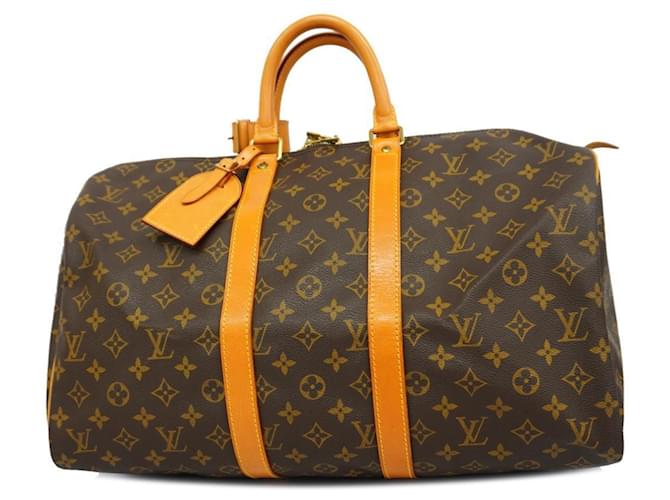 Louis Vuitton Keepall 45 Braun Leinwand  ref.1390747