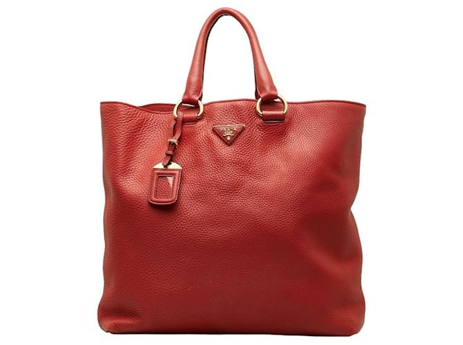 Prada Vitello fenice Rosso Pelle  ref.1390841