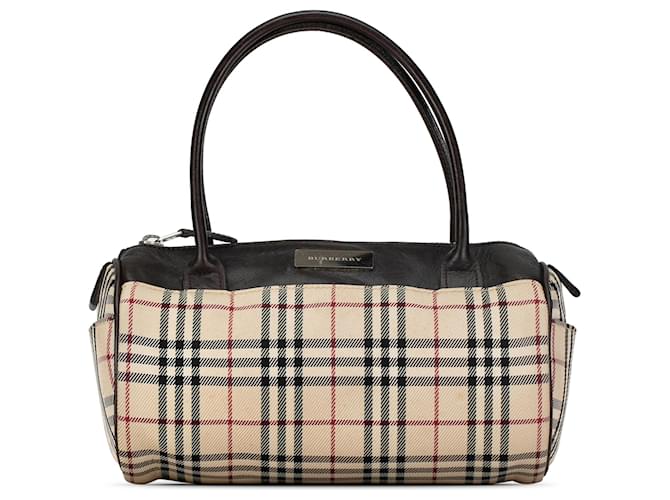 Burberry Brown House Check Handbag Beige Cloth Cloth  ref.1390925