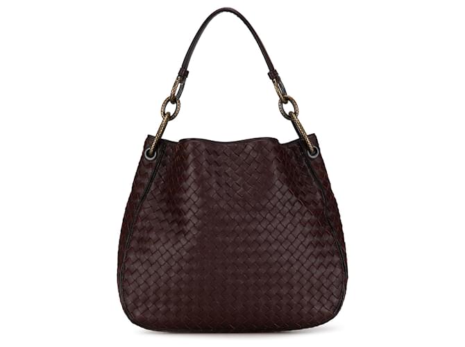 Bottega Veneta Bolso de hombro con asa Intrecciato marrón Castaño Marrón oscuro Cuero Becerro  ref.1390931