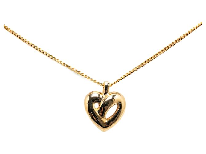 Ensemble boucles d'oreilles et collier cœurs plaqué or Dior Gold Métal Doré  ref.1390945