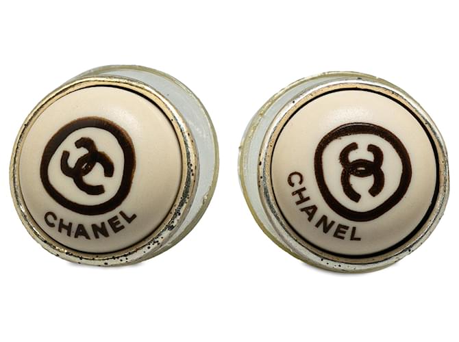 Boucles d'oreilles Chanel Silver CC Push Back Métal Argenté  ref.1390971