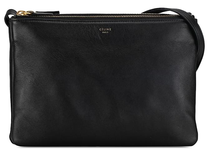 Céline Sac à bandoulière Celine Large Trio Noir Cuir Veau façon poulain  ref.1390973