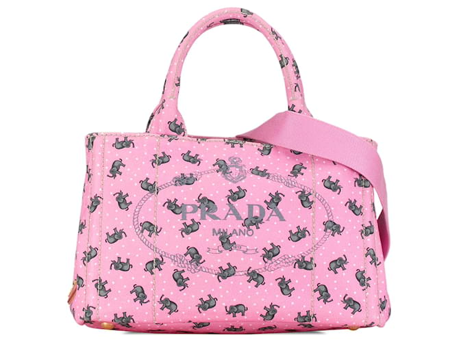 Prada Pink Canapa Logo St Elephant Satchel Cloth Cloth  ref.1390996