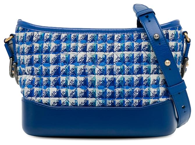 Chanel Azul Pequeno Tweed Gabrielle Hobo Pano  ref.1391002