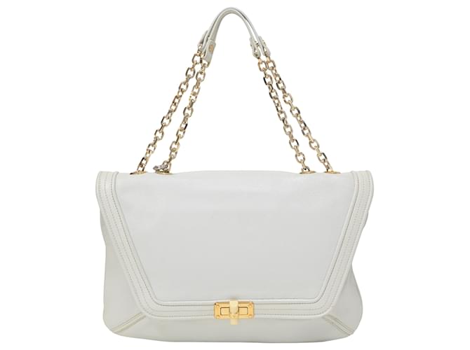 Bolso Lanvin con solapa en piel blanca Blanco Cuero  ref.1391024