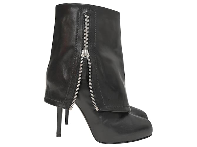 Giuseppe Zanotti Fold-Over Zipper Boots in Black Leather  ref.1391025